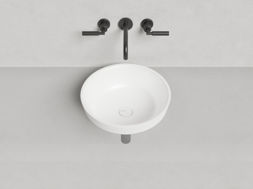 Раковина из искусственного камня Salini MAREA 1802203M 42х42 полувстраиваемая цвет белый без отверстий под смеситель - фото 5